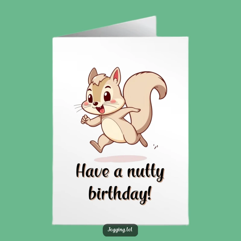 Free Printable Birthday Card: Energetic Squirrel Leaping, Funny Downloadable Gift for Fun