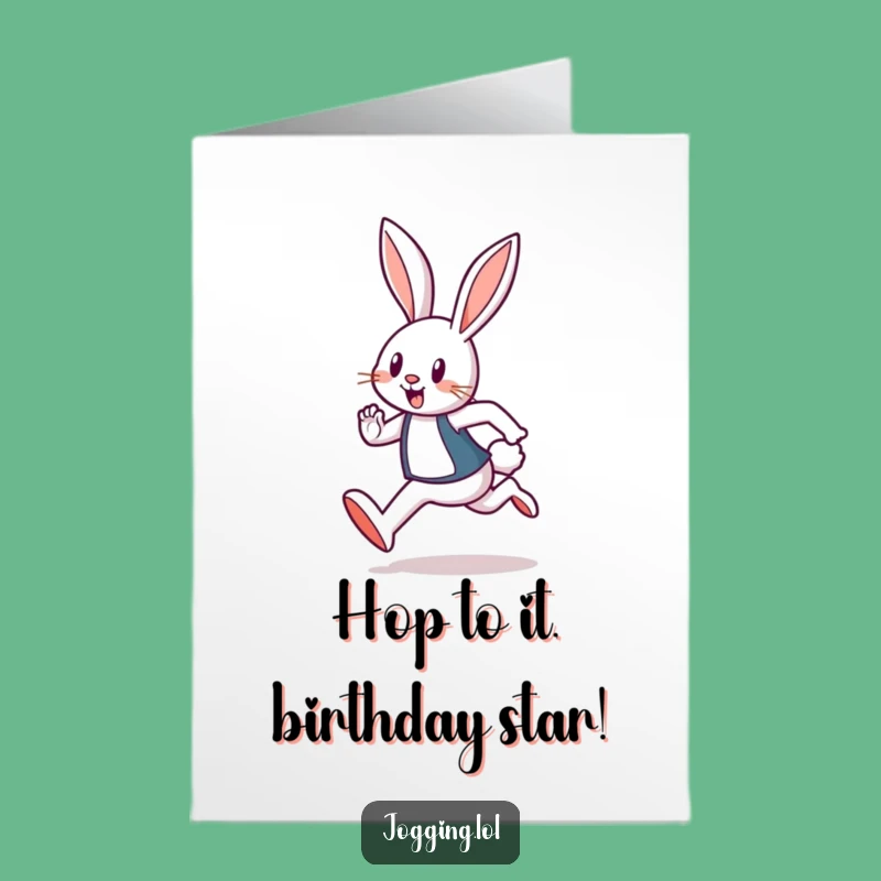 Free Printable Birthday Card: Funny Rabbit Runner Greeting, Perfect DIY Gift!