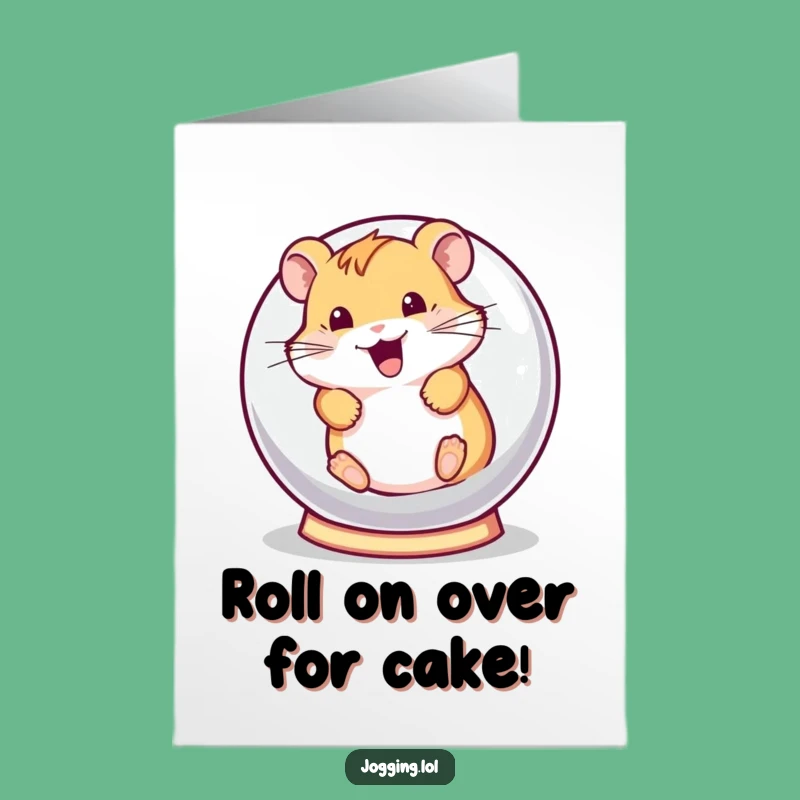 Free Printable Birthday Card: Rolling Hamster Fun, Hilarious Downloadable Gift for Joyful Celebrations