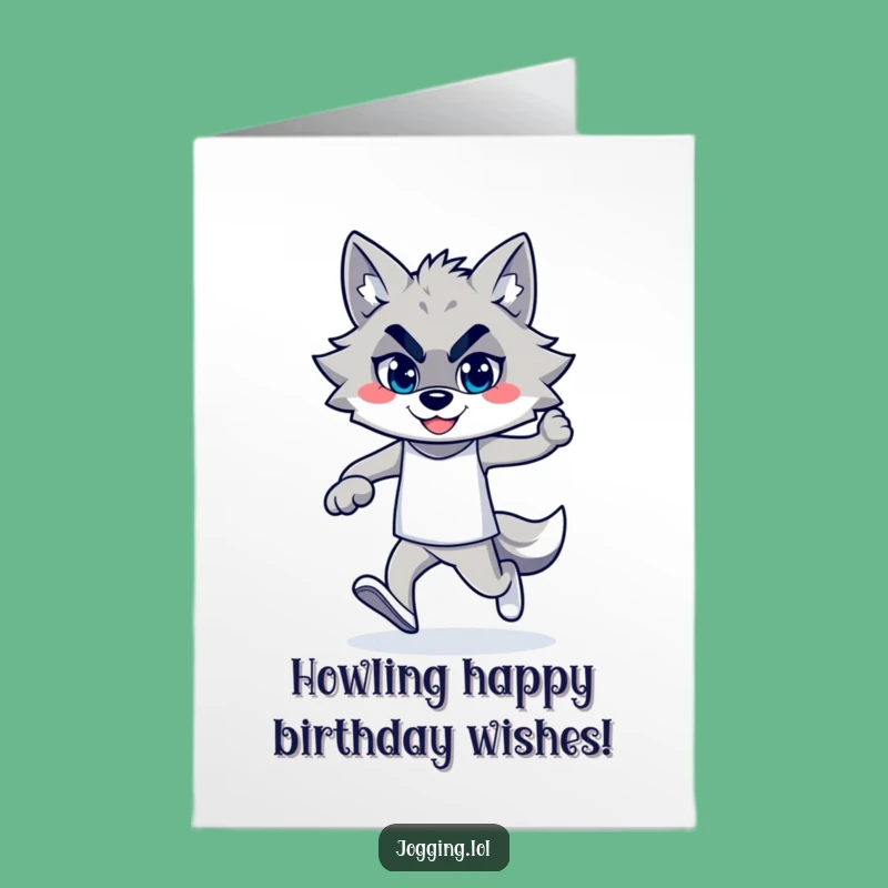 Free Printable Wolf Birthday Card: Funny Downloadable Gift for the Confident Runner!