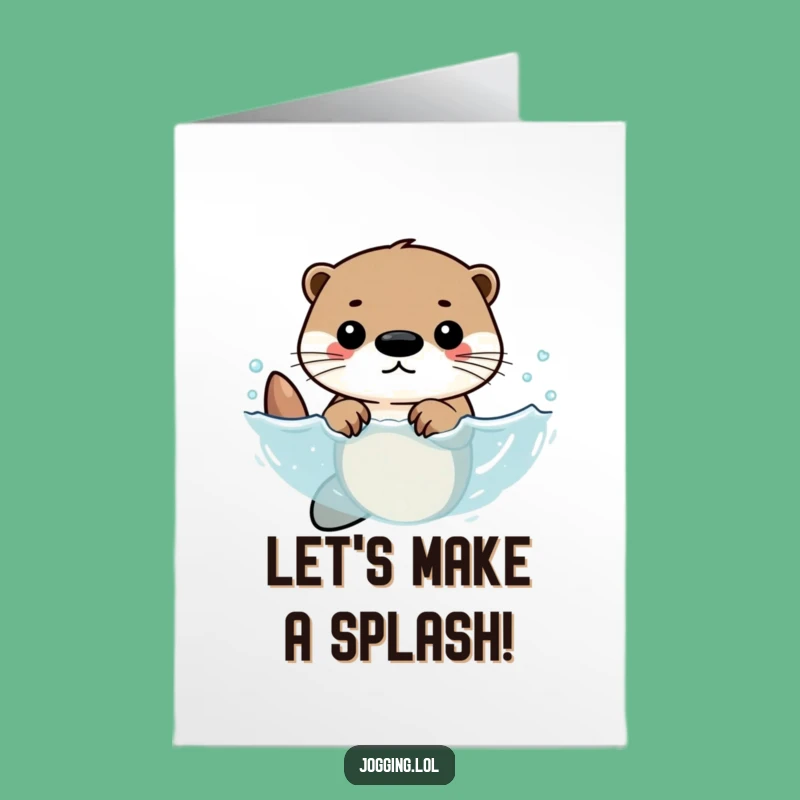 Free Printable Birthday Card: Swimming Otter Fun, Energetic Downloadable Gift for Him or Her