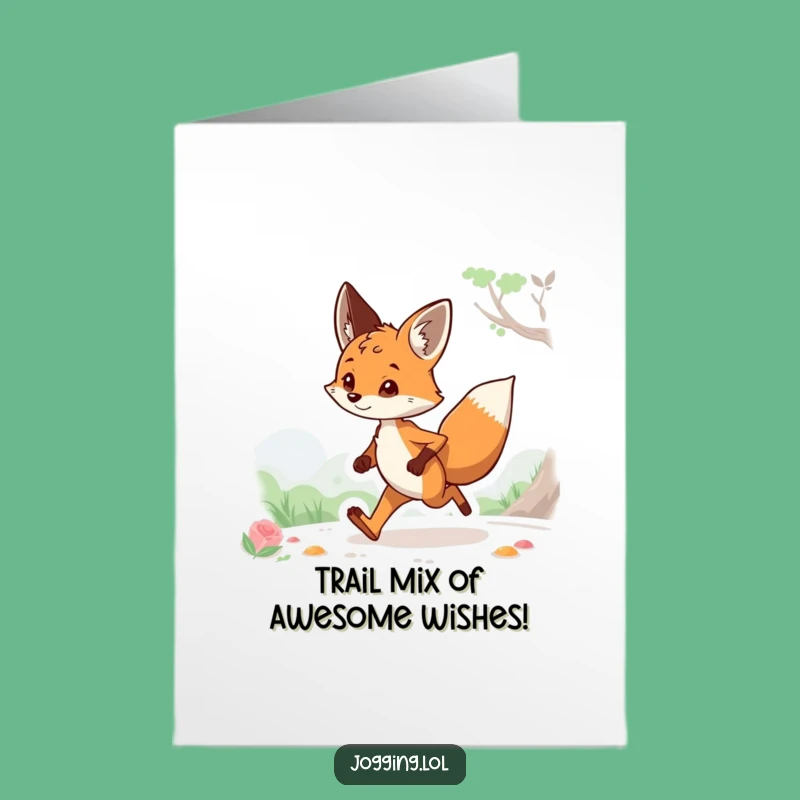 Free Printable Birthday Card: Curious Fox Jogging - Funny Downloadable Gift!