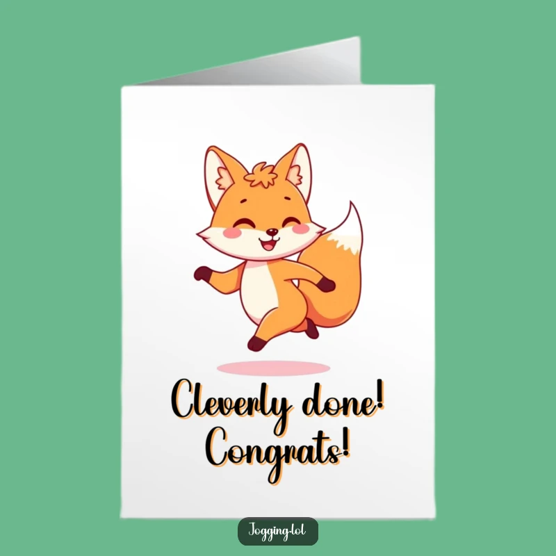 Free Printable Congrats Card: Playful Fox, Downloadable Leap of Success!