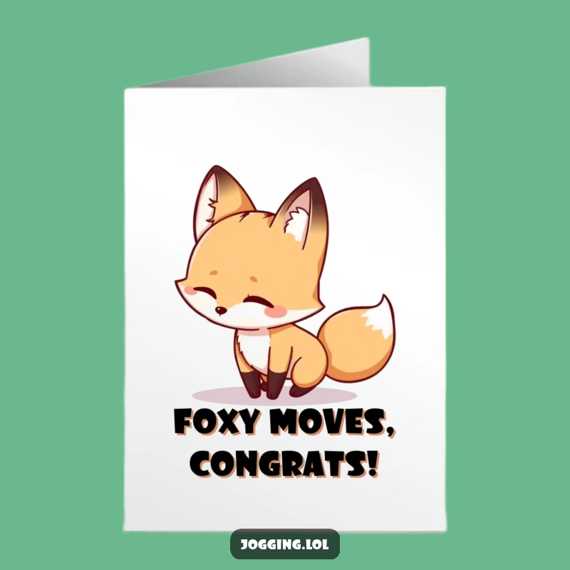 Free Printable Congrats Card: Winking Fox Chasing Shadow Funny Downloadable Gift