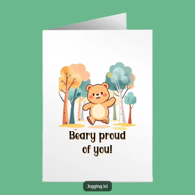 Free Printable Congrats Card: Jubilant Bear, Downloadable Woodland Success!