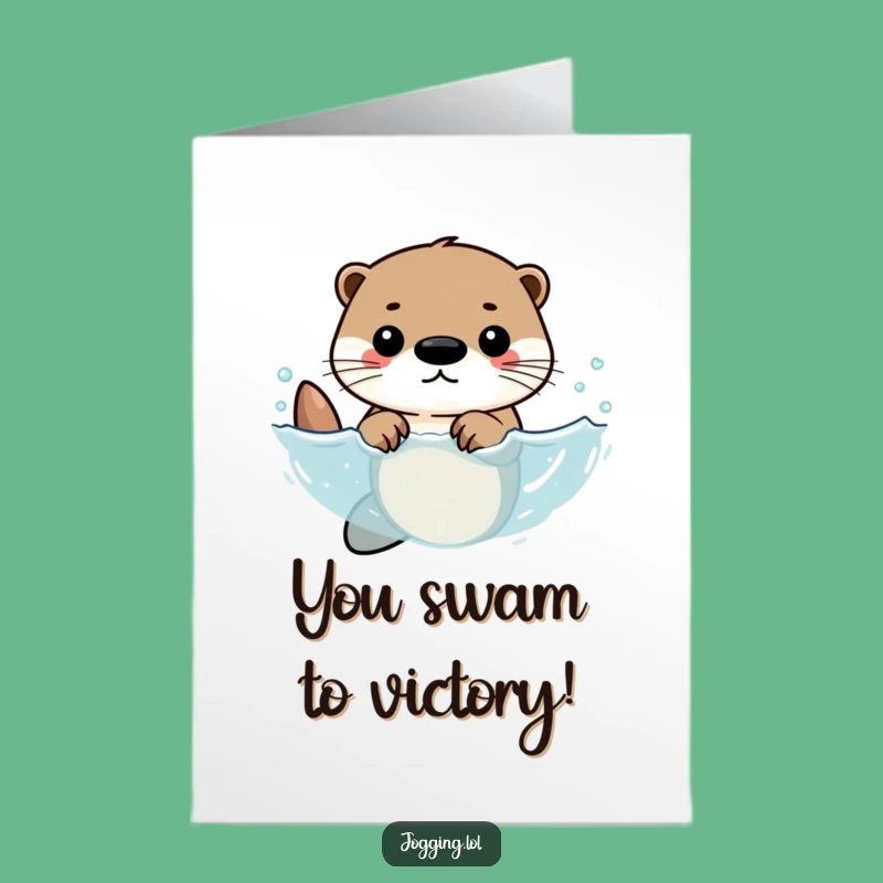 Free Printable Congrats Card: Otter's Swim, Funny Downloadable Success Celebration