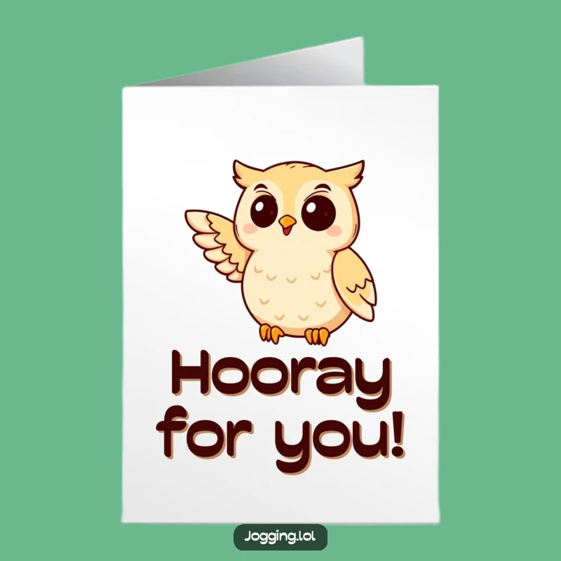 Free Printable Congrats Card: Owl Jogging - Humorous Owl-some Achievement!