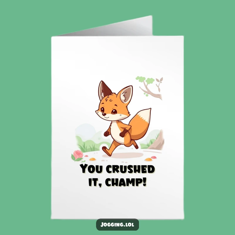Free Printable Congrats Card: Curious Fox Jogging - Downloadable Funny Gift!