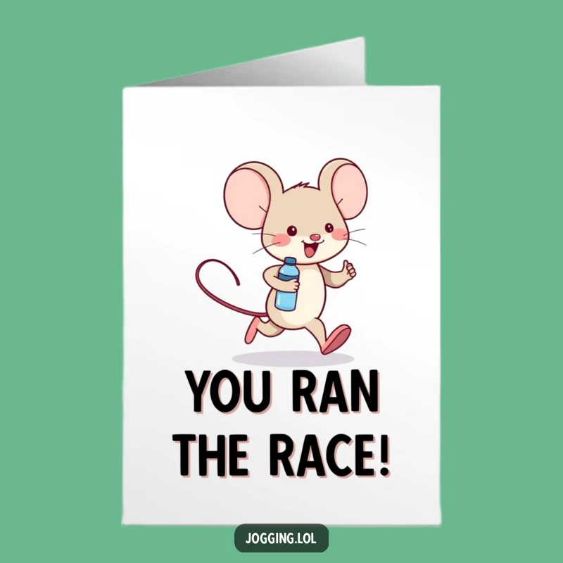 Free Printable Congrats Card: Funny Mouse Jogger, Your Downloadable Victory Lap!