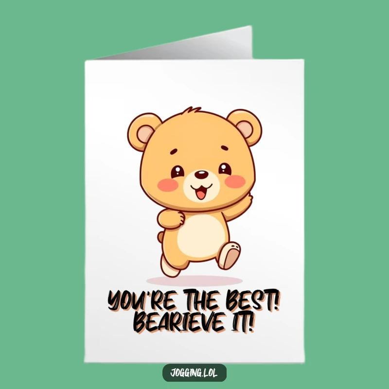 Free Printable Congrats Card: Bouncing Bear Cub Printable Greeting Card for Excitement