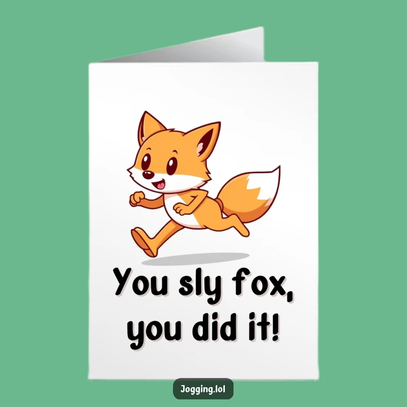 Free Printable Congrats Card: Fox Runner Achiever, Fast & Funny!