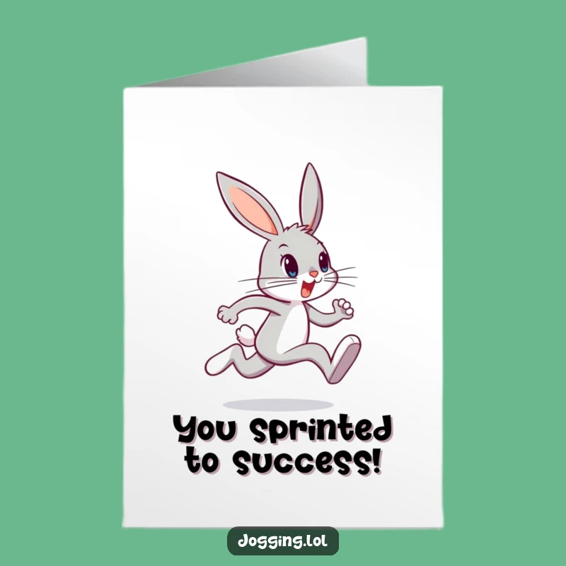 Free Printable Congratulations Card: Speedy Bunny Achiever, Funny Downloadable Gift for Wins