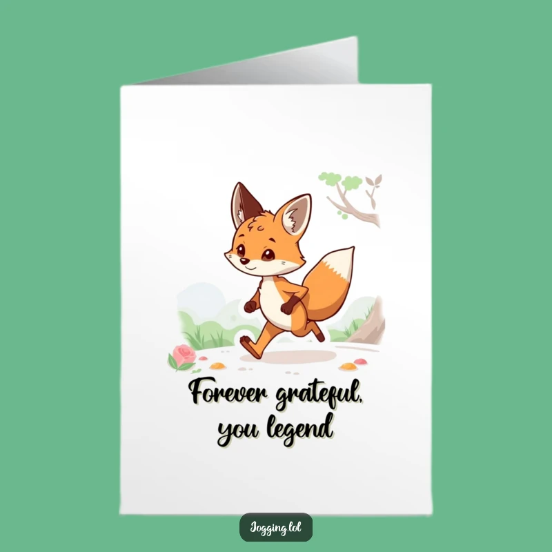 Free Printable Thank You Card: Curious Fox Jogging - Hilarious Downloadable Gift!