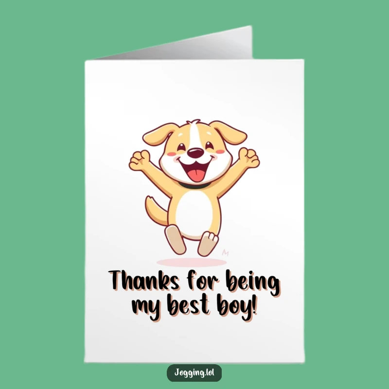 Free Printable Thank You Card: Amusing Dog Running Printable Greeting Card for Expressing Gratitude