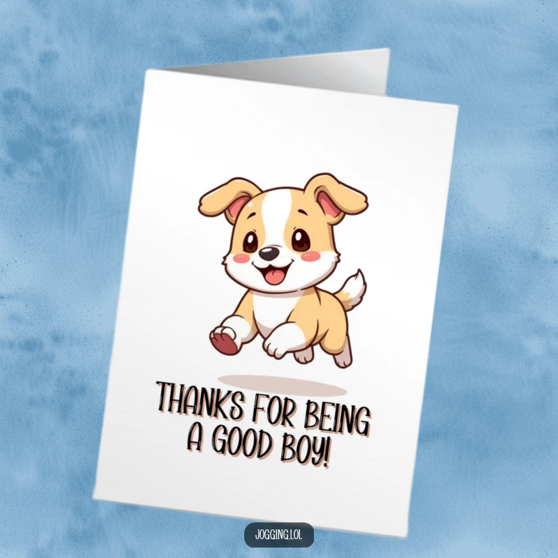 Funny Free Printable Thank You Card of a playful dog running with ears flopping happily, conveying sincere thanks.