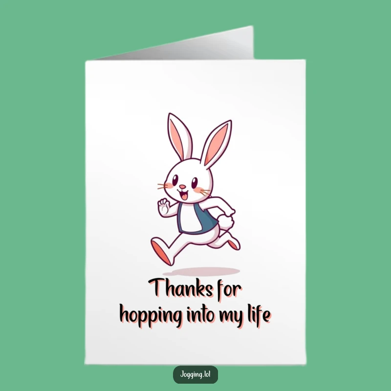 Free Printable Thank You Card: Funny Rabbit Jogger Expressing Gratitude!