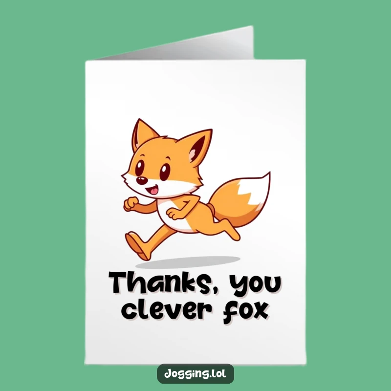 Free Printable Thank You Card: Fox Runner Gratitude, Swift & Sincere!
