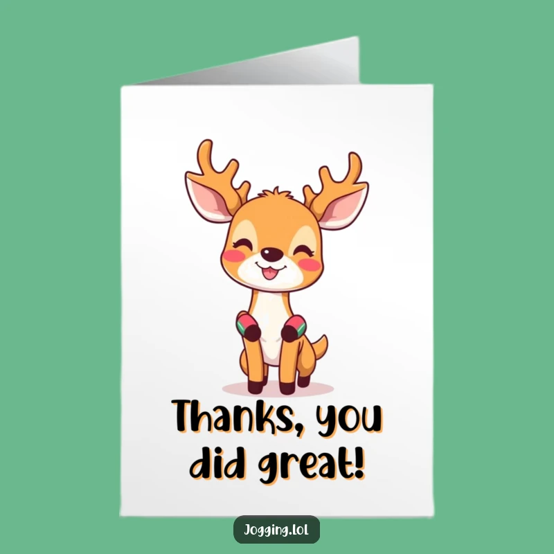 Free Printable Thank You Card: Fit Deer Grateful Humorous Downloadable