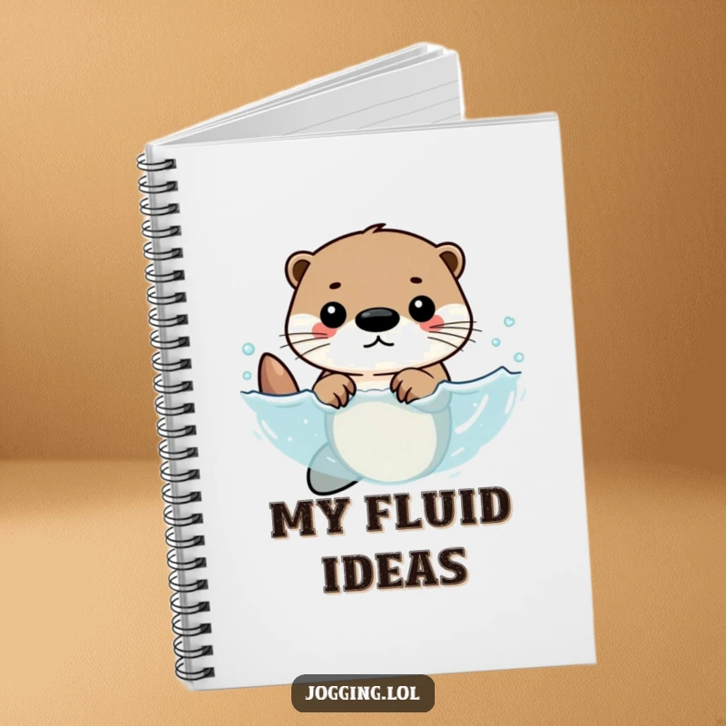 Funny notebook with a determined otter character swimming with rhythmic strokes, perfect for writing, journaling, and keeping motivated.
