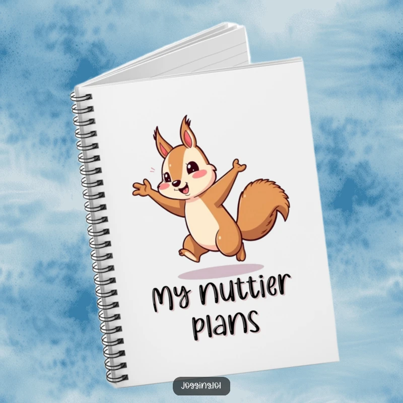 Funny squirrel running notebook, energetic arm pumping, playful rodent, motivational writing, journal, unique funny gift