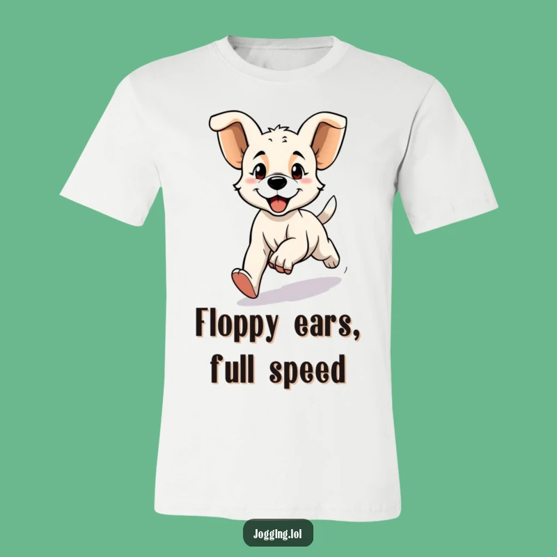 Funny Puppy Jogging T-Shirt: Energetic Ears Graphic Tee for Dog Lovers