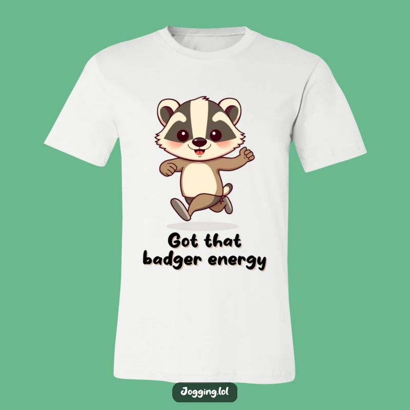 Funny Badger Jogger T-Shirt: Pumping Arms for Hilarious Workout Style!