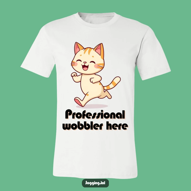 Funny Cat Jogging T-Shirt: Hilarious Wobble Graphic Tee for Playful Personalities