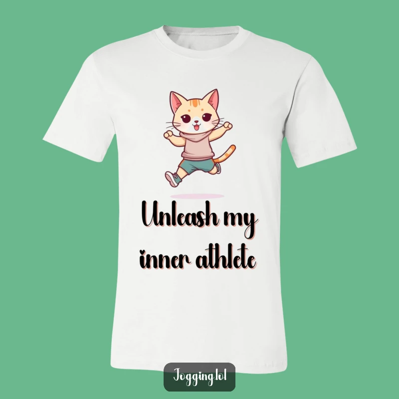 Funny Athletic Cat T-Shirt - Dynamic Feline Jumper Tee for Fitness Fans Gift