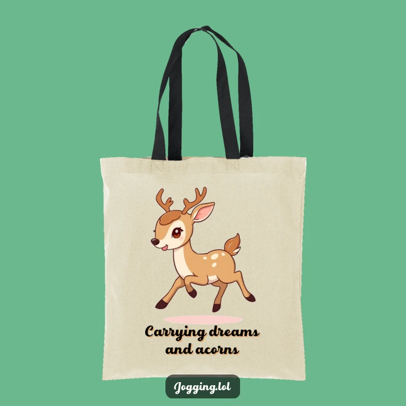 Funny Deer Tote Bag: Carry Your Essentials with a Smiling Bounding Deer, Humorous Gift