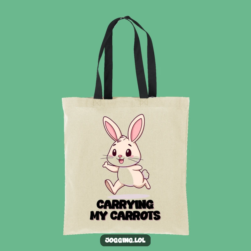 Funny Rabbit Jogging Tote Bag: Cheerful Hare Runner Carryall for Daily Errands