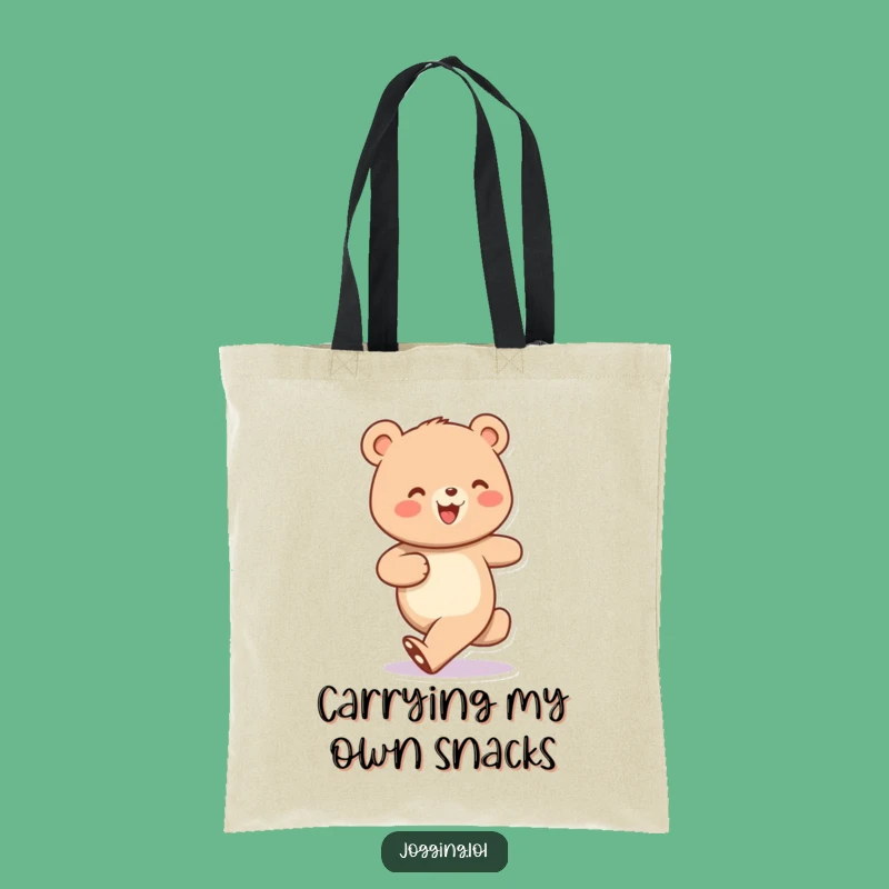 Funny Jogging Bear Tote Bag: Carry Your Essentials with Cheerful Steps!
