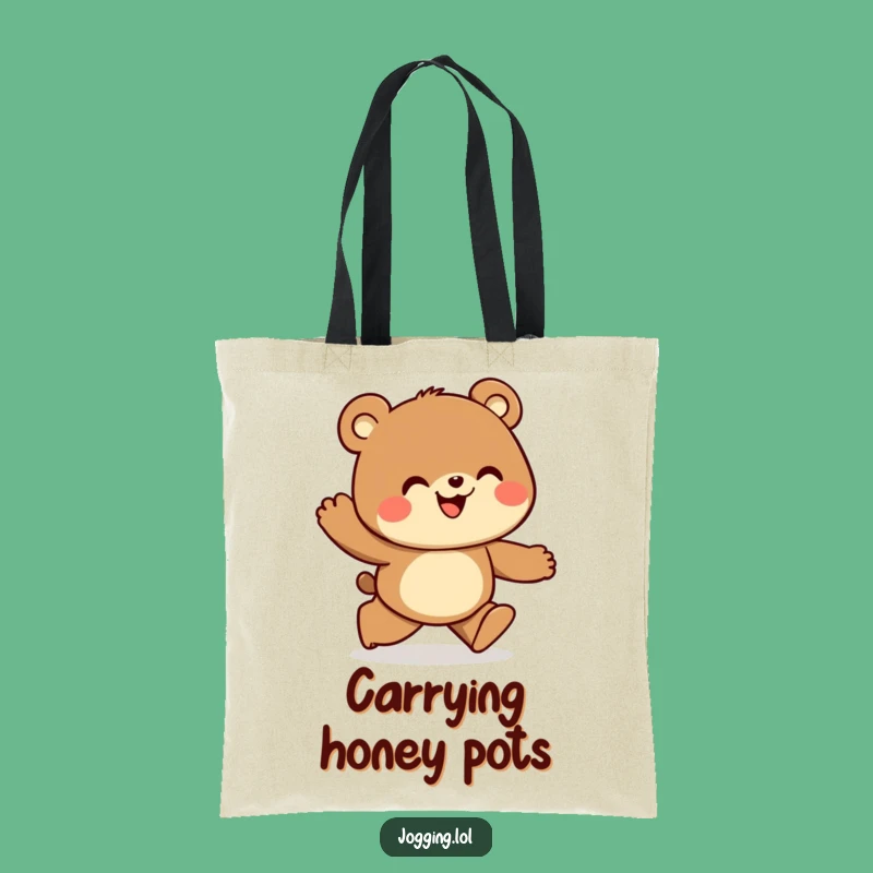 Funny Bear Jogger Tote Bag: Curious Carry-All, Great Gift Idea