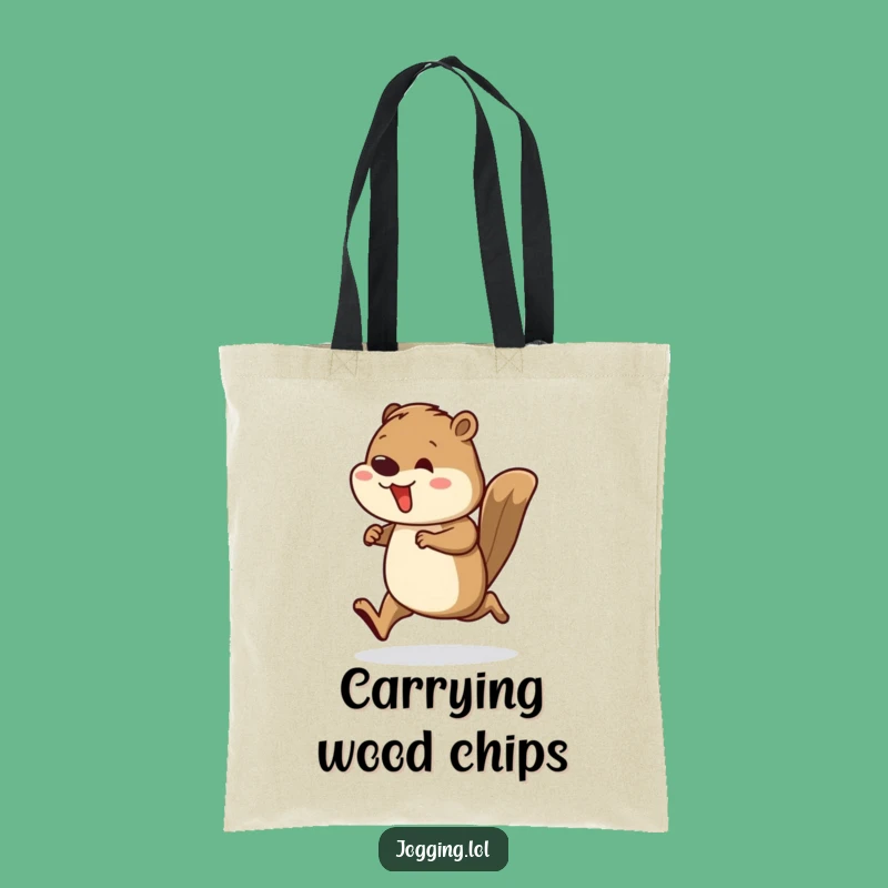 Funny Beaver Runner Tote Bag: Busy Carry-All, Great Gift Idea