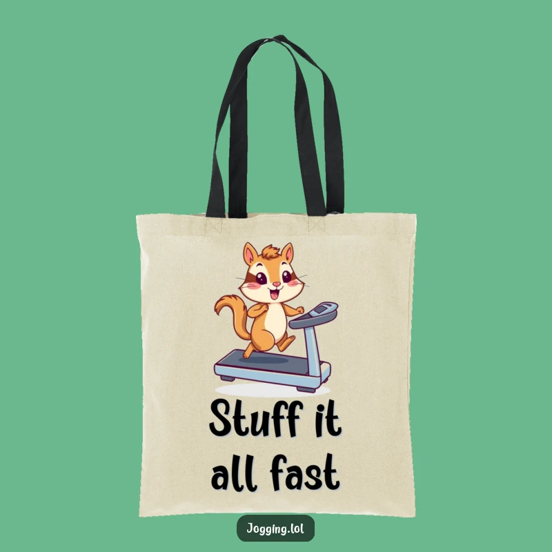 Funny Chipmunk Runner Tote Bag: Treadmill Pace for Hilarious Errands!