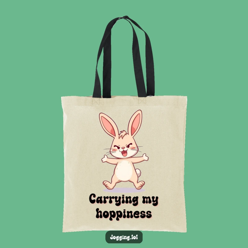 Funny Energetic Bunny Tote Bag - Durable Determined Rabbit Carryall for Errands Gift