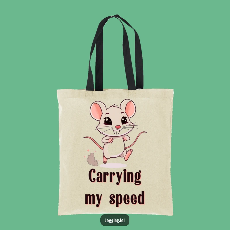 Funny Mouse Sprinting Tote Bag: Comical Tiny Rodent Carry-All Gift