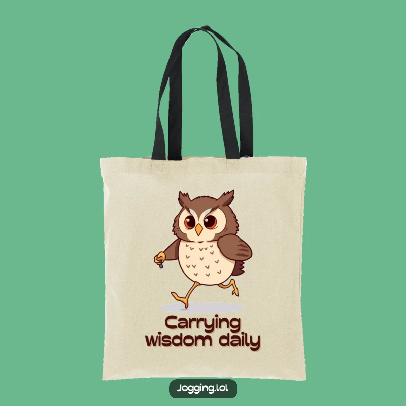 Funny Owl Jogging Tote Bag: Comical Birdy Carry-All Gift