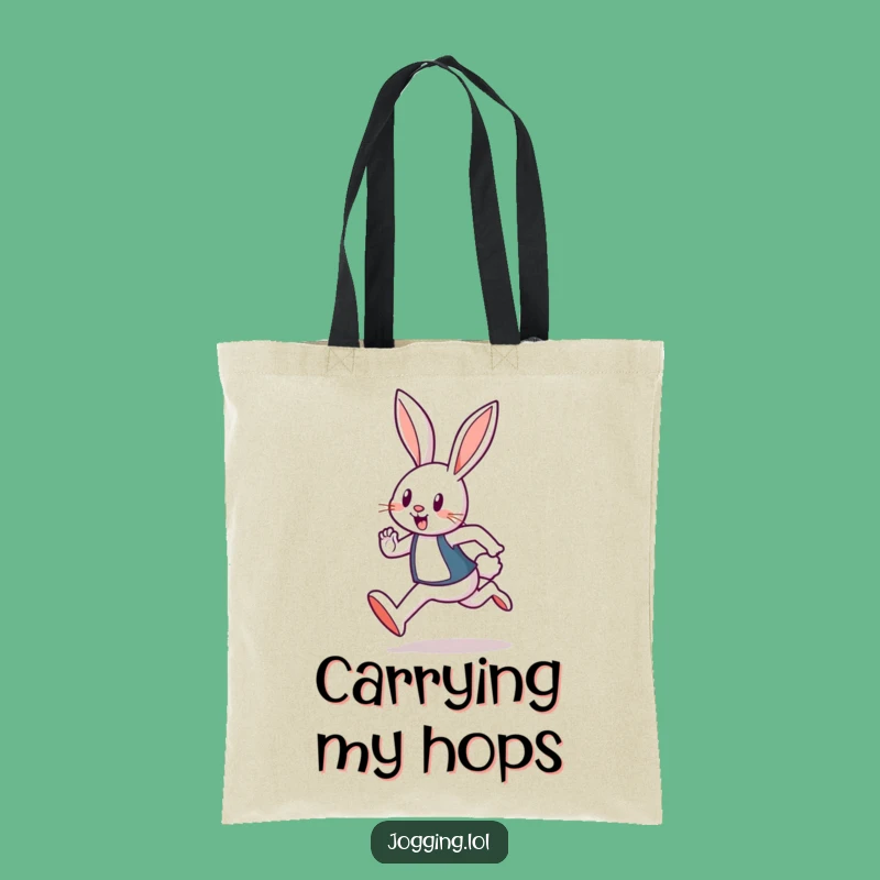 Funny Rabbit Jogger Tote Bag: Cheerful Hare Carry-All, Great Gift