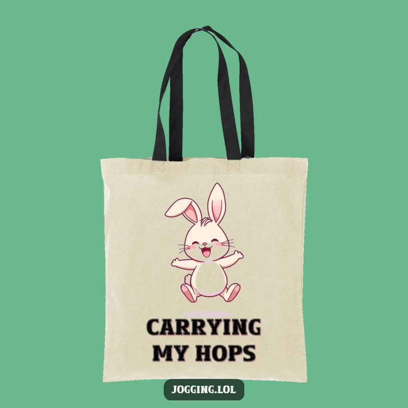 Funny Rabbit Jogging Tote Bag - Comical Floppy Ears Carry-All Gift