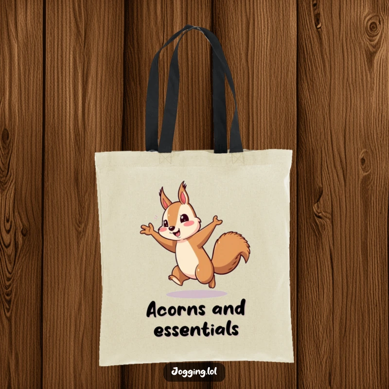 Funny squirrel running tote bag, energetic arm pumping, playful rodent, athletic carryall, durable tote, perfect funny gift