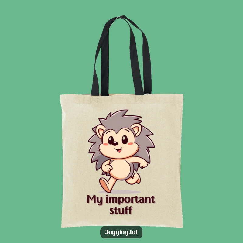 Funny Hedgehog Run Tote Bag: Focused Critter's Errands, Chic Gift!